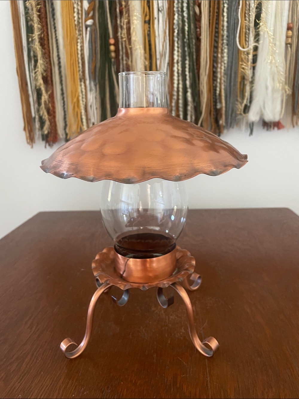 Gregorian Copper Scalloped Decorative Candle Holder Set -